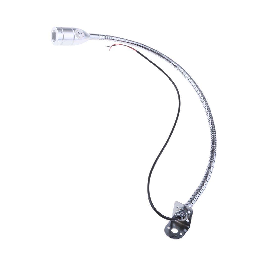 12V Gooseneck LED Bedside Reading Lamp - Adjustable Silver Wall Mount Light for Bed Headboard, Nightstand, Bookshelf (Perfect for Bedroom, Office, Dorm)