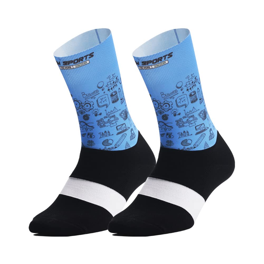 Cycling Socks for Men & Women - Breathable Bike Riding Socks for XC, MTB, BMX - Athletic Ankle Socks in White, Yellow, Blue, Green, Red | Perfect for Road Cycling, Mountain Biking & Indoor Training