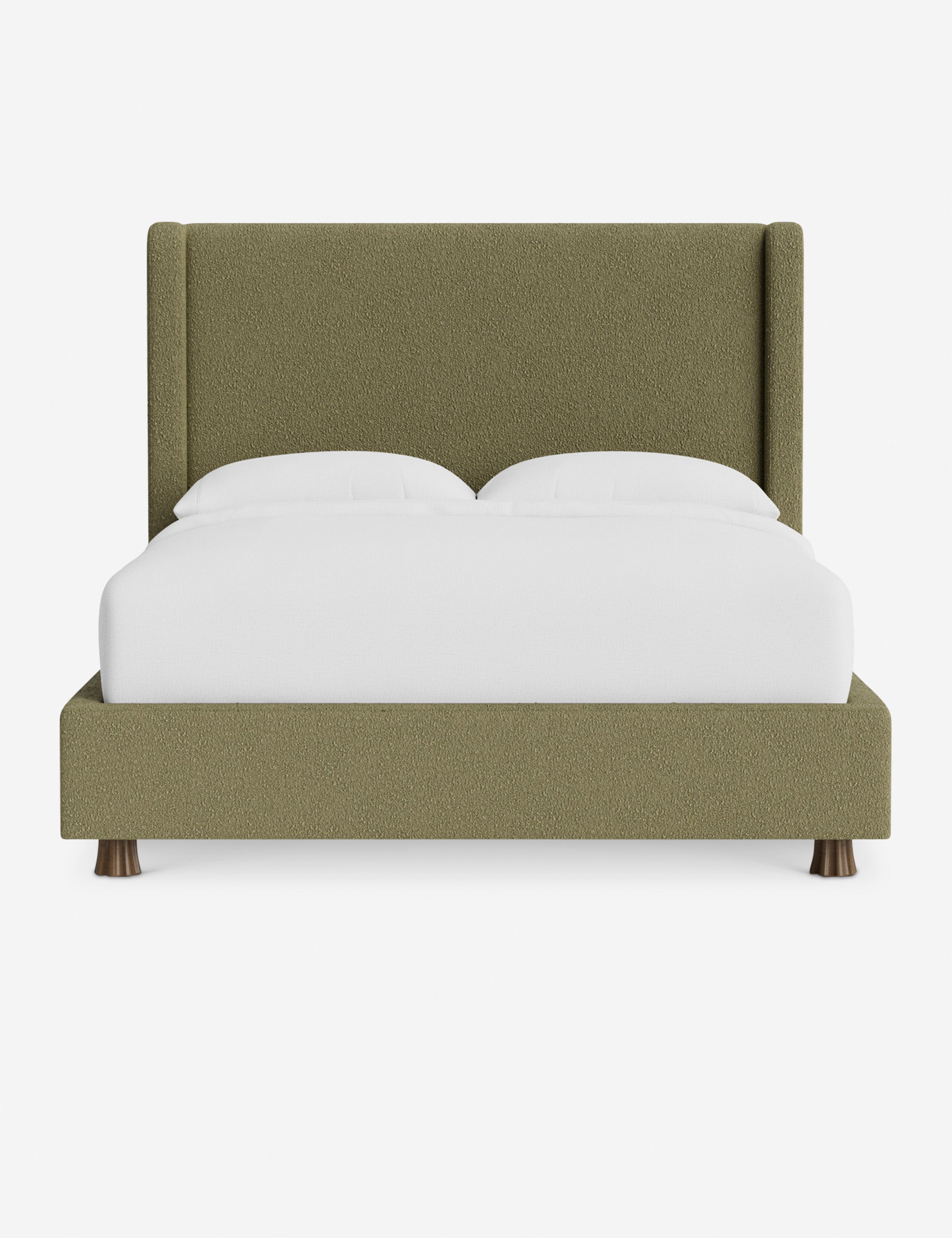 DOMINIQUE Platform Bed Frame by DISC Interiors - Modern Minimalist Wooden Bed with Upholstered Headboard | Perfect for Master Bedroom, Guest Room & Loft Apartments