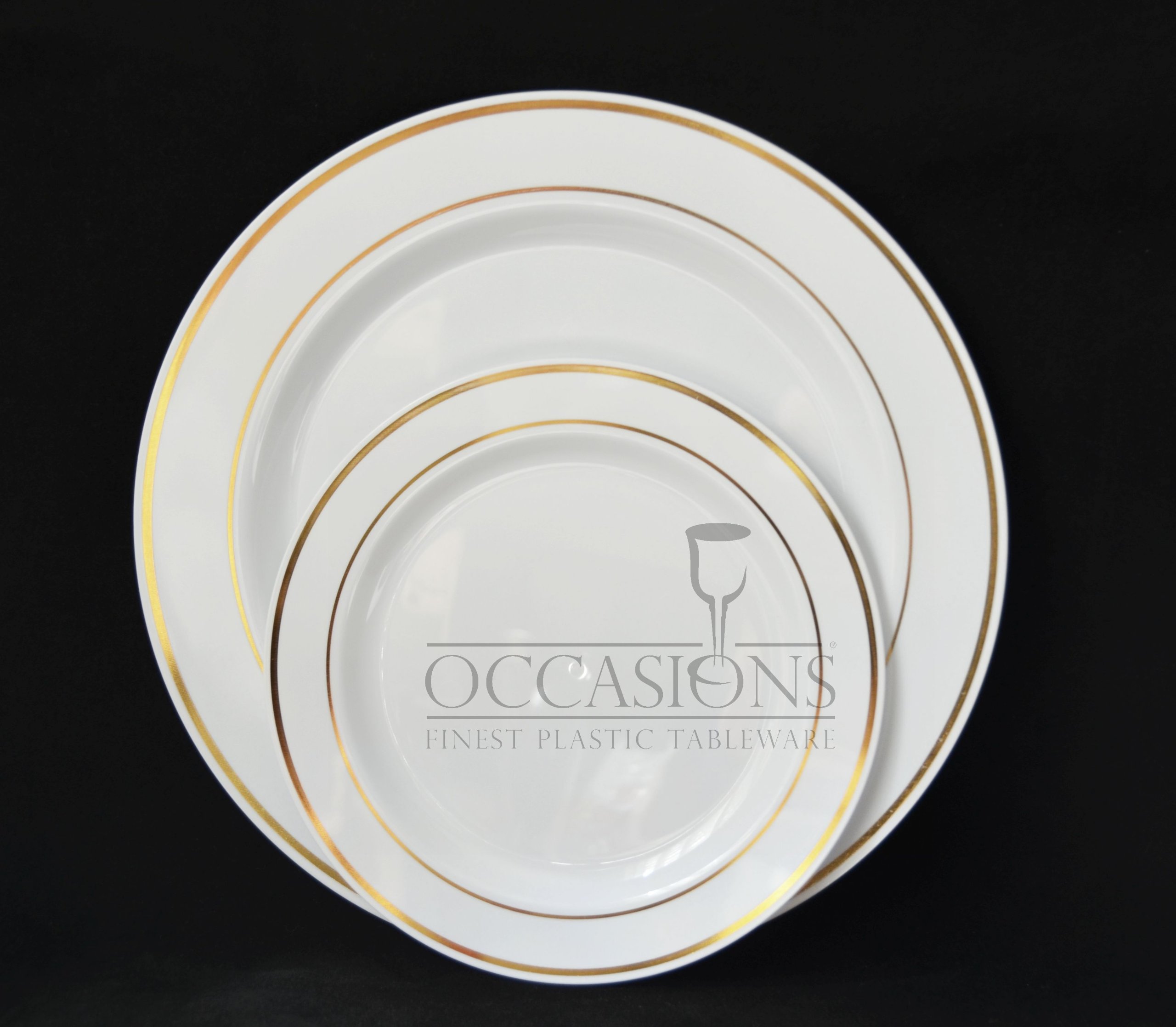 Disposable Plastic Plates & Silverware Combo for Weddings & Parties - 9'', 7.5'', 6'' Sizes (60-Pack, White with Gold Rim) - Perfect for Birthday Celebrations, Baby Showers & Special Events