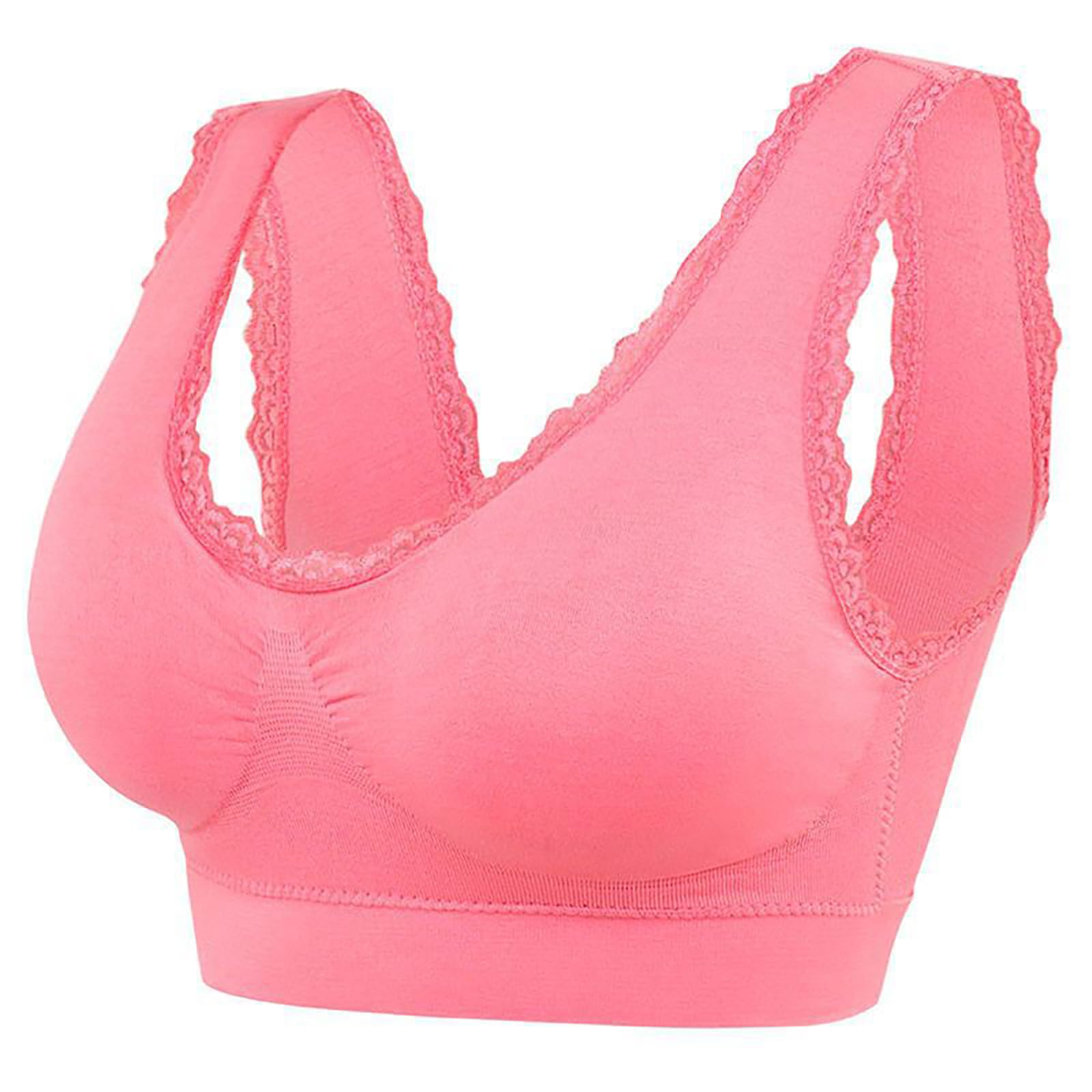 Women's High Support Seamless Bralette - Lace Push Up Bra Without Underwire - Ultra Thin Cotton T-Shirt Bra for Everyday Comfort & Support - Perfect for Workouts, Yoga & Daily Wear