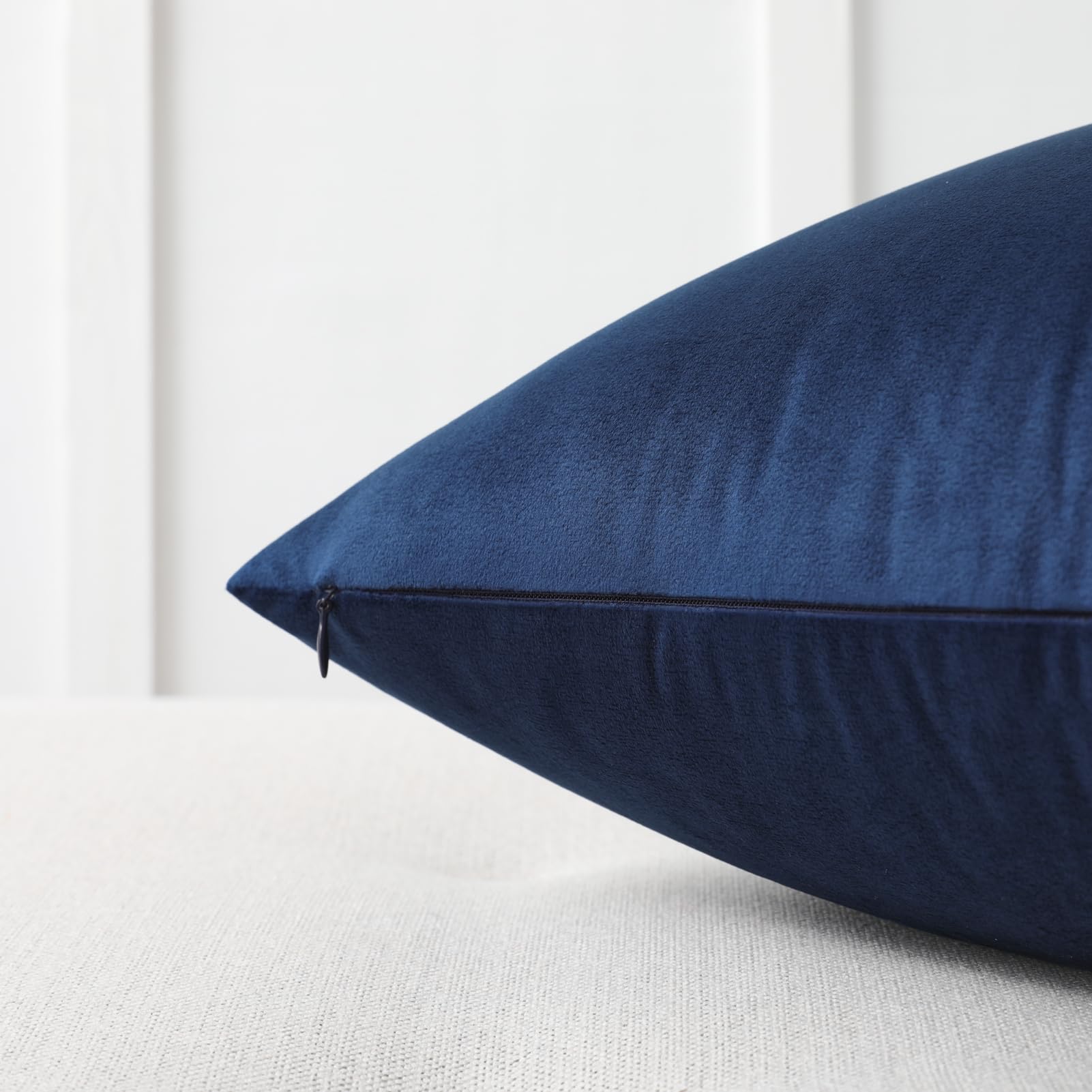Mixhug Set of 2 Soft Velvet Square Decorative Throw Pillow Covers 18x18 Inches - Navy Blue for Sofa, Couch, Bed & Home Decor - Perfect for Living Room, Bedroom & Dorm Room Decorating