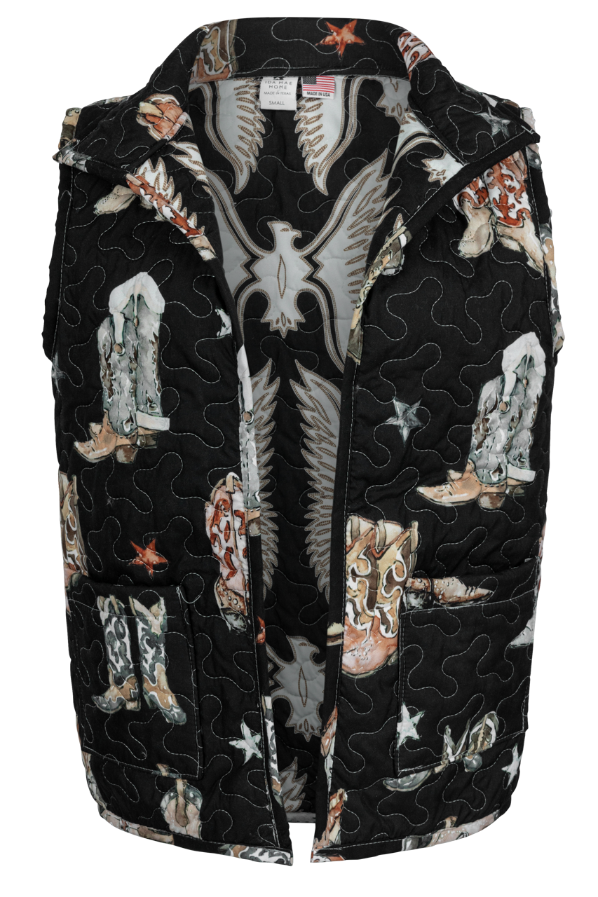 Ida Mae Thunderbird Boots Vest for Women - Black Western Style Vest | Perfect for Cowgirl Outfits, Rodeo Events & Country Music Festivals