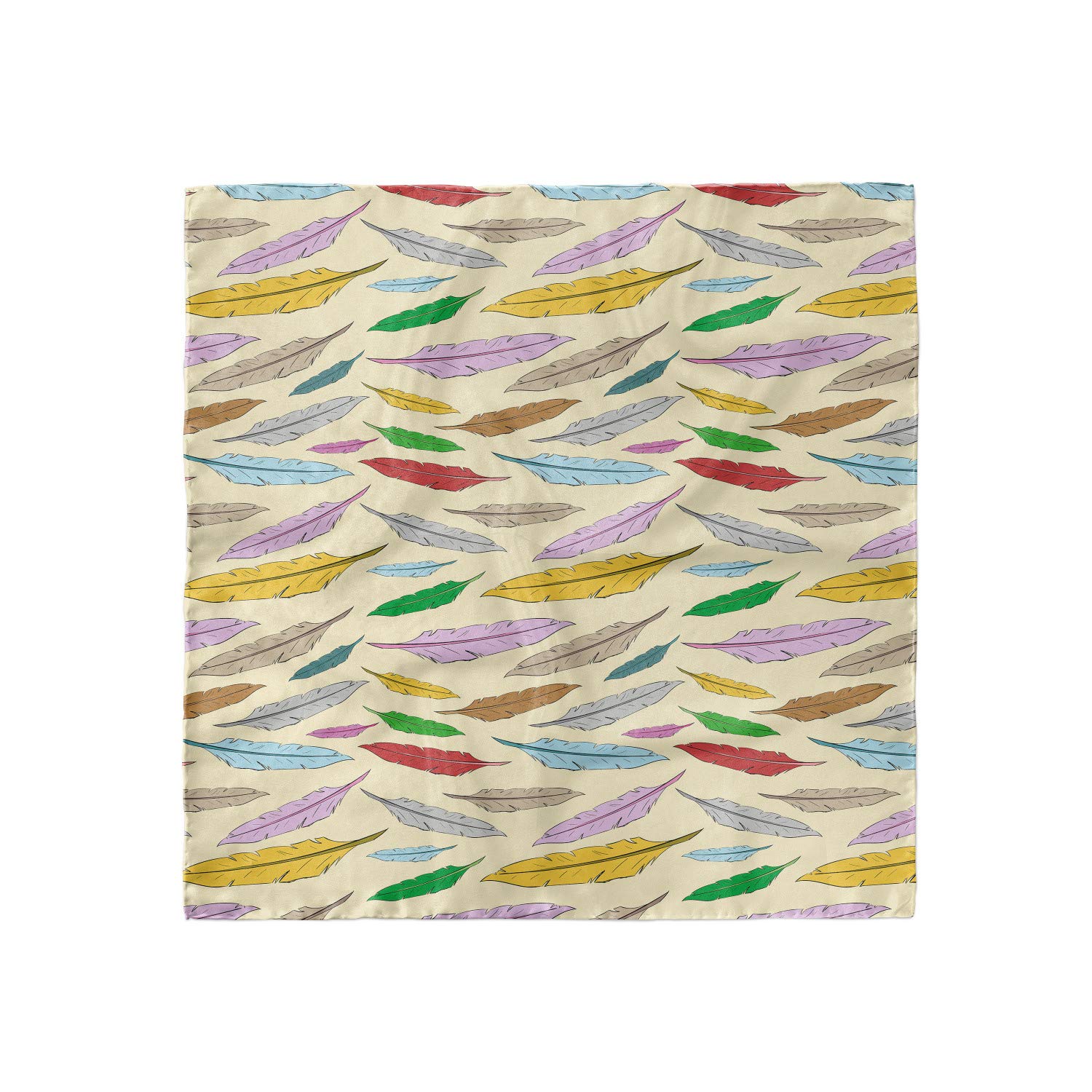 Ambesonne Retro Hair Scarf - Bohemian Feathers Pattern Head Wrap for Women, Vintage Style Bandana for Hair Accessories, Perfect for Music Festivals & Beach Outfits