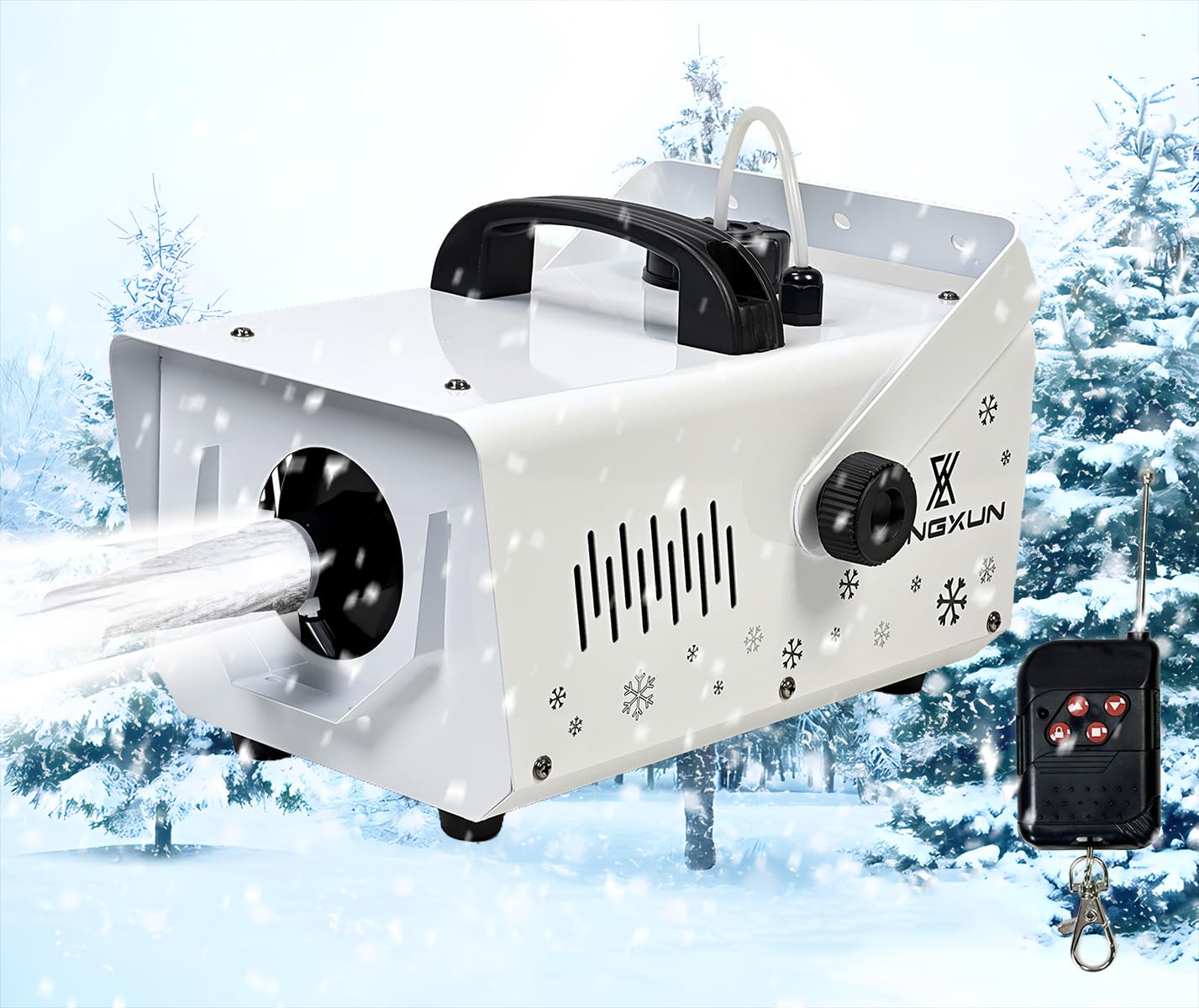 LANGXUN 800W Snow Machine with Manual & Wireless Remote Control - Indoor/Outdoor Fake Snow Maker for Christmas, Wedding, Kids Party & Stage Events - Adjustable Snowflake Output for Perfect Winter Atmosphere