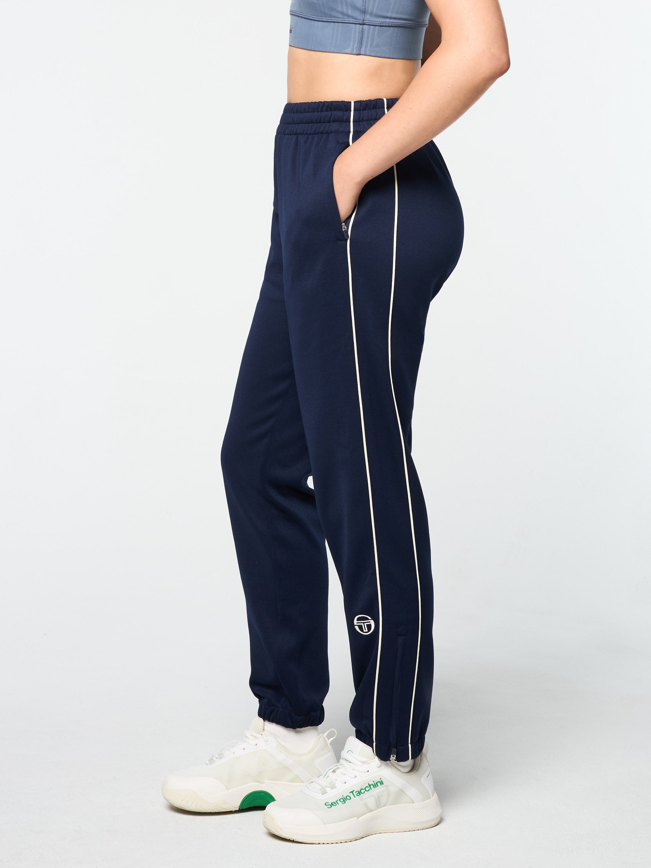 Miss Lioni Women's High-Waisted Track Pants - Comfortable Athletic Joggers for Running, Yoga & Lounge Wear - Stylish Maritime Blue Workout Pants for Gym & Casual Outfits
