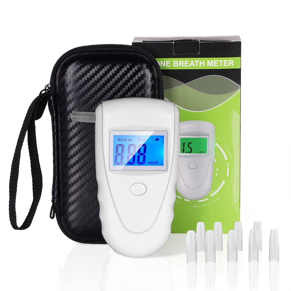Premium Ketone Breath Tester & Ketosis Meter - Accurate Keto Breathalyzer with 10 Disposable Mouthpieces (mmol/L Display) - Ideal for Keto Diet, Weight Loss & Diabetes Monitoring