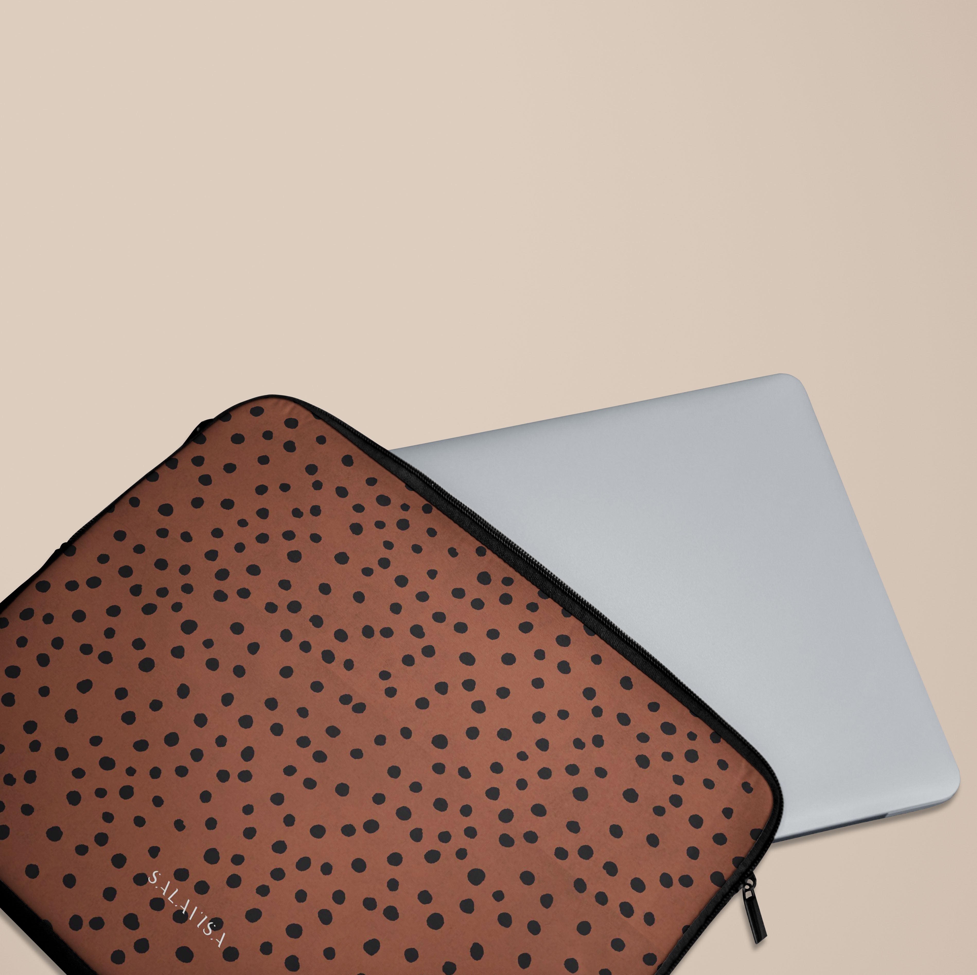 Stylish Orange Polka Dot Laptop Sleeve Case - 13 Inch 14 Inch 15 Inch Universal Fit - Water-Resistant Protective Cover for MacBook Air Pro, Dell, HP - Perfect for Work, School & Travel