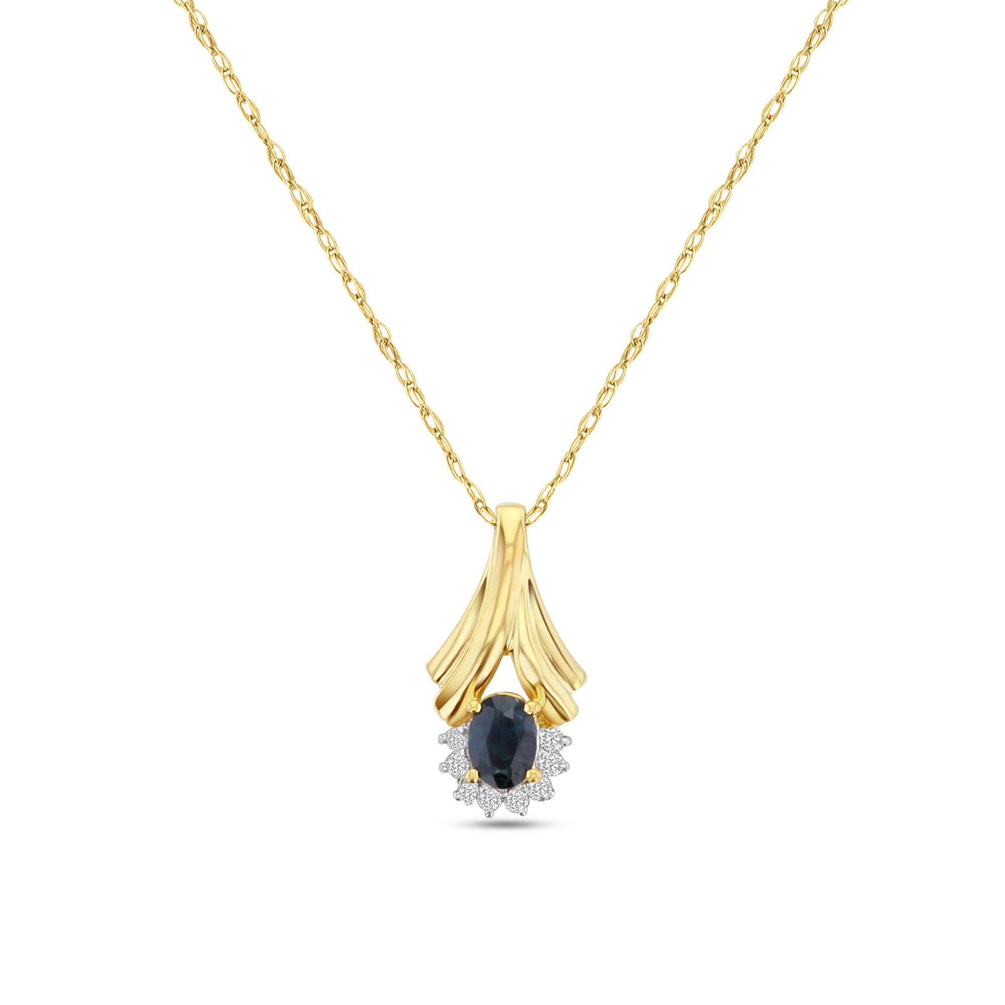 1.07cttw Oval Sapphire & Diamond Pendant in 14K Yellow Gold – Elegant Jewelry Gift for Women, Perfect for Anniversaries, Birthdays & Special Occasions