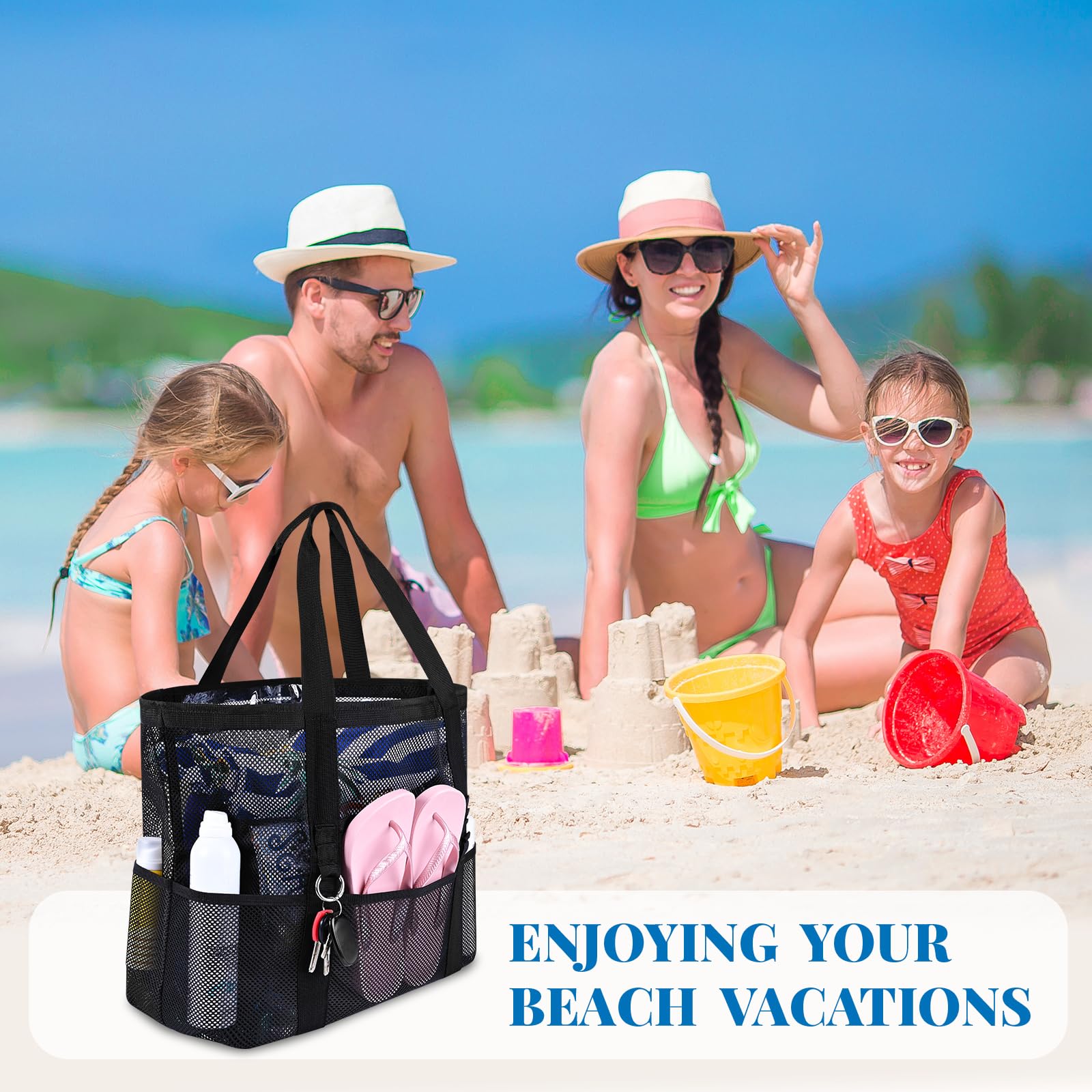 iioscre Mesh Beach Tote Bag for Women - Large Waterproof Casual Hobo Bag for Pool, Beach & Travel | Perfect for Swimming, Vacation Essentials & Summer Outings