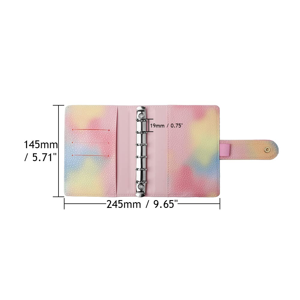 Premium PU Leather A7 Binder - Pink 6-Ring Refillable Notebook Cover with Metal Snap Closure | Budget Planner, Loose-Leaf Organizer for School, Office & Personal Planning