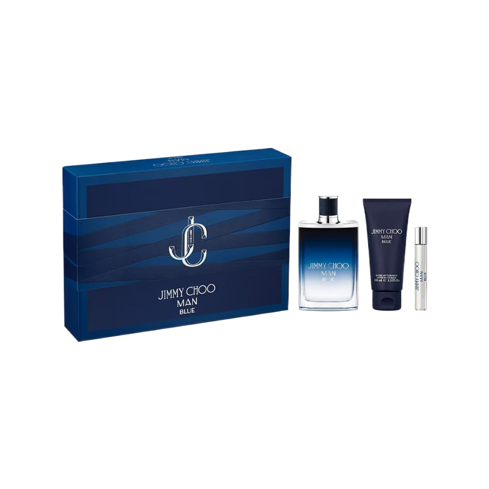Jimmy Man Blue 3 Piece Eau de Toilette Spray Set - 100ml Fresh Citrus Aromatic Cologne for Men - Perfect for Daily Wear, Office & Special Occasions