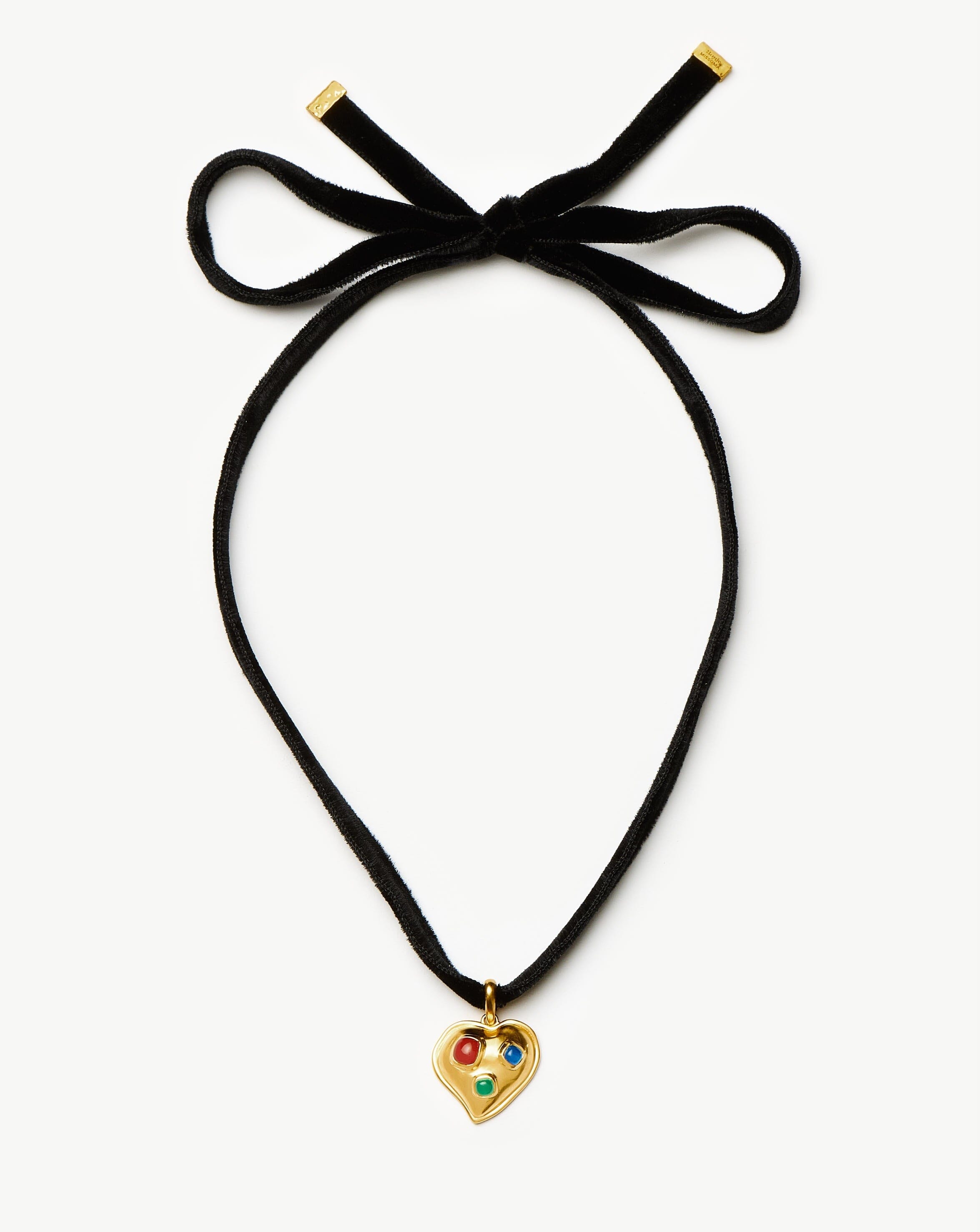 Rouje Frankie Heart Gemstone Velvet Necklace - 18k Gold Plated Elegant Jewelry for Women | Perfect Gift for Valentine's Day, Anniversary & Special Occasions