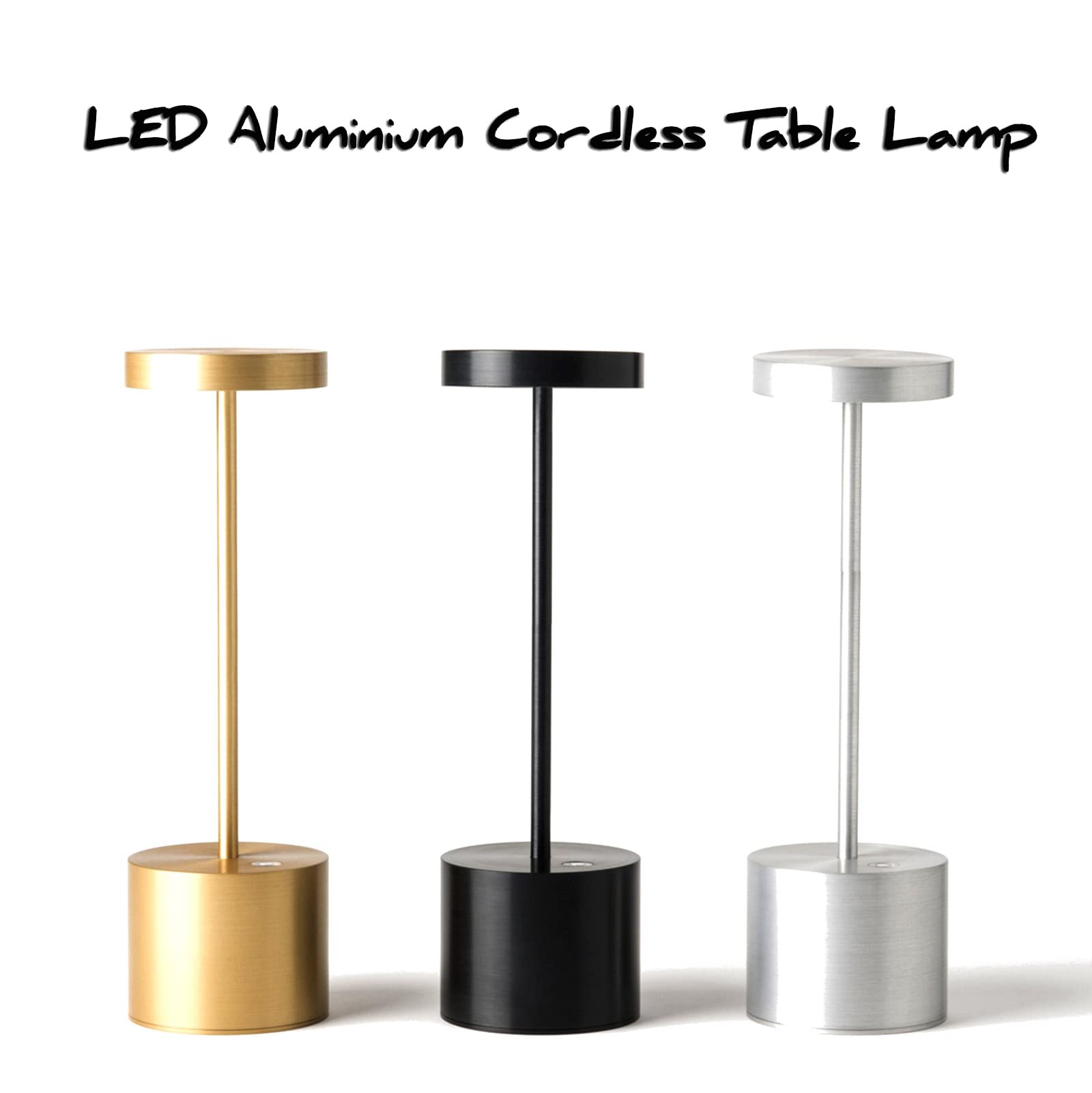SAKRINGT 2 Pack Outdoor LED Table Lamp - Rechargeable Cordless Desk Light with 5000mAh Battery & Dimmable Function - Waterproof for Patio, Garden, Restaurant, Camping (Silver) - Perfect for Outdoor Dining, Backyard Parties and Nighttime Reading