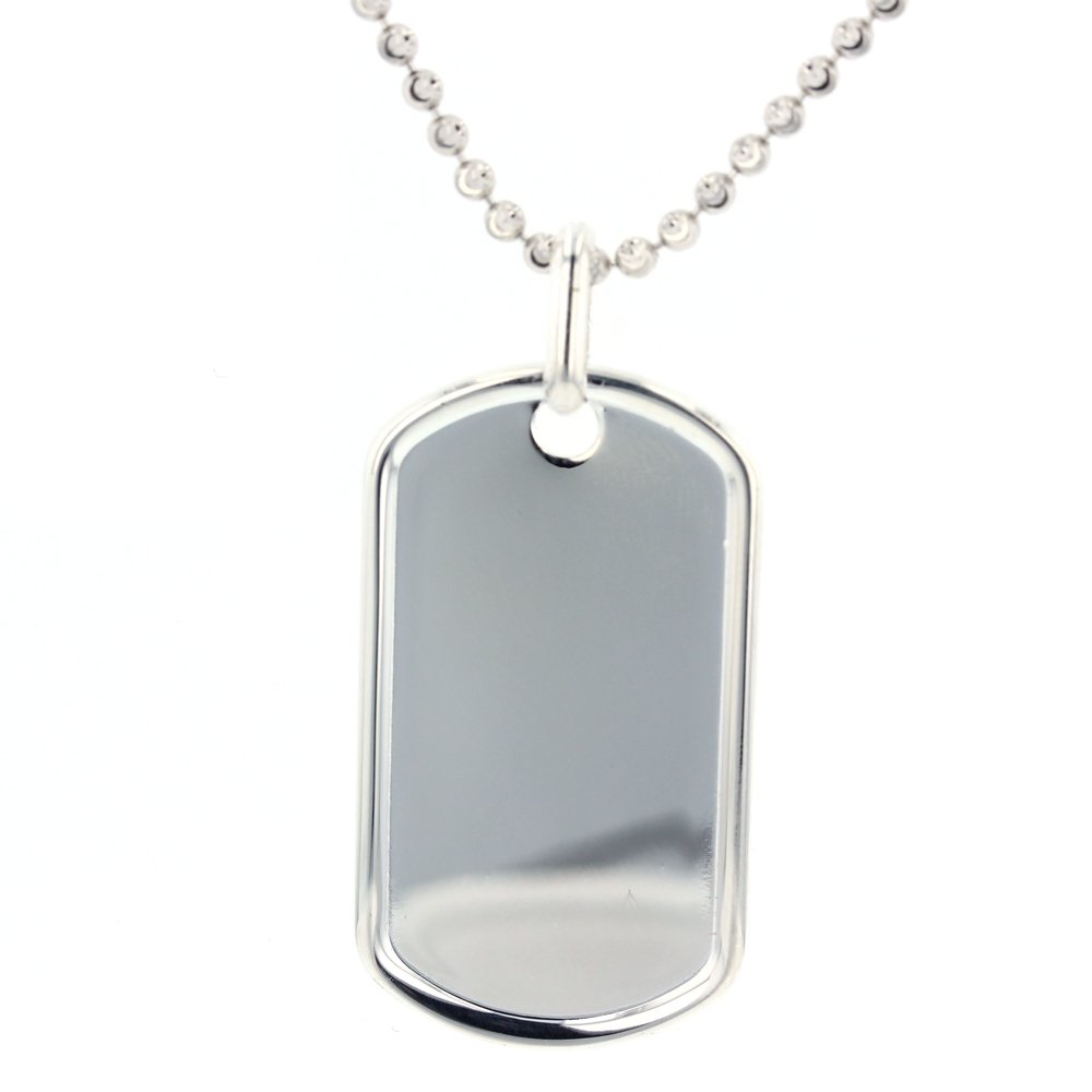 DiamondJewelryNY Sterling Silver Polished Dog Tag Pendant - Free Engraving for Personalized Jewelry | Perfect for Pet Lovers, Military Style & Fashion Accessories