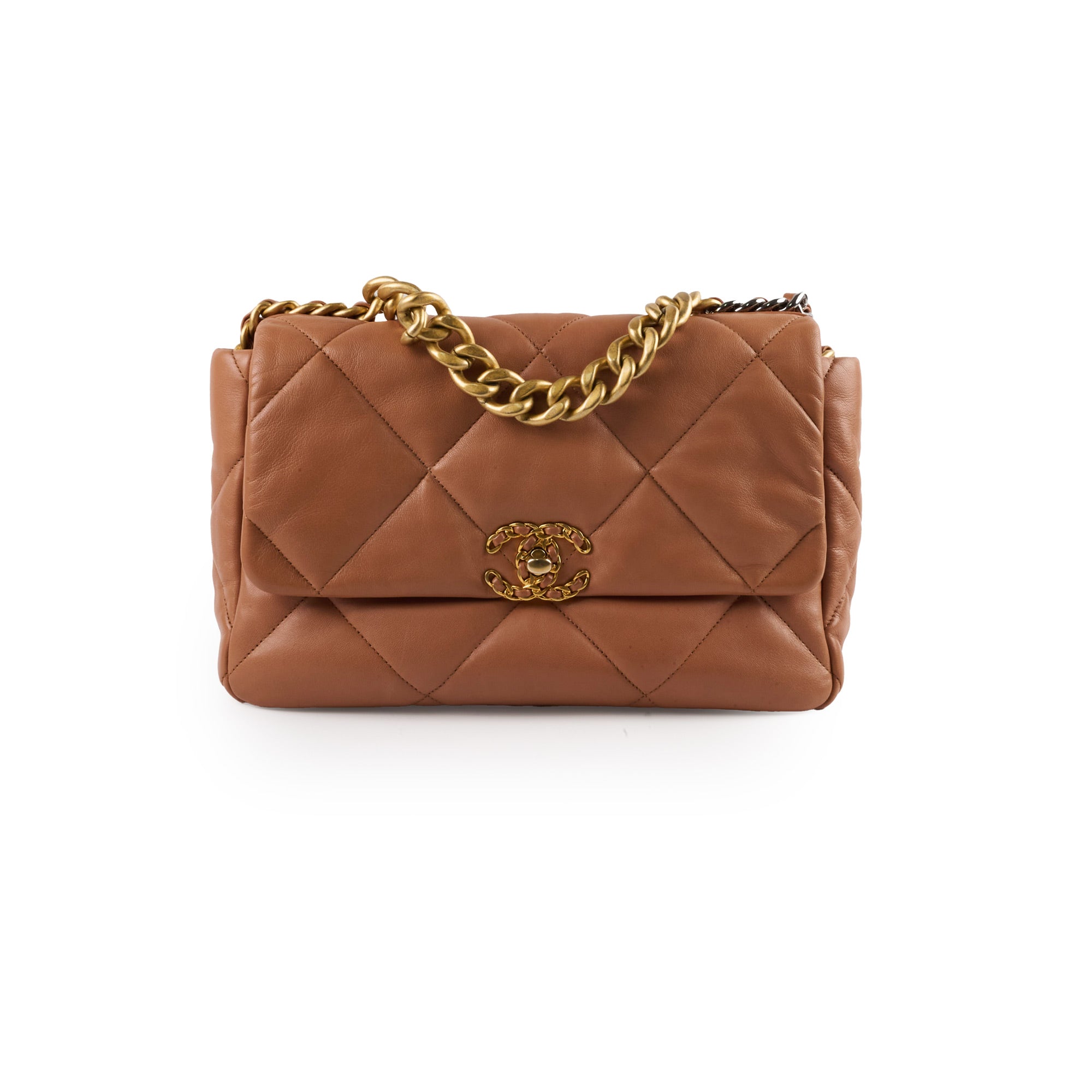 Chanel 19 Medium Bag in Caramel Lambskin Leather - Luxury Designer Handbag for Women, Perfect for Work, Travel & Everyday Use