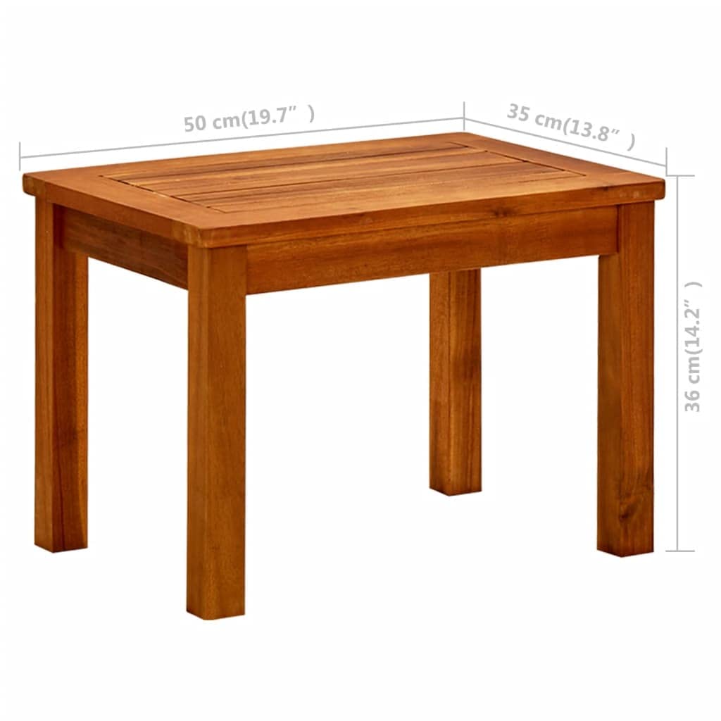 Outdoor Coffee Table 19.6x13.7x14.1 Inch - Solid Acacia Wood Patio Side Table for Deck, Porch, Balcony, Garden - Weather-Resistant Outdoor Furniture for Backyard, Lawn & Poolside Relaxation