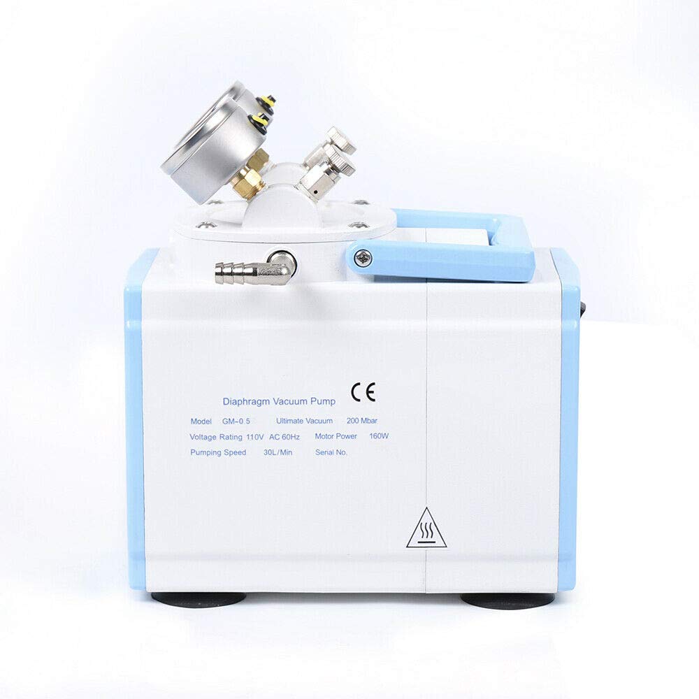 160W Electric Hydraulic Oilless Diaphragm Vacuum Pump - Oil Free Lab Vacuum System with Adjustable Pressure (0.08Mpa, 30L/Min, GM-0.5A) for Scientific Experiments, Medical Equipment & Industrial Filtration