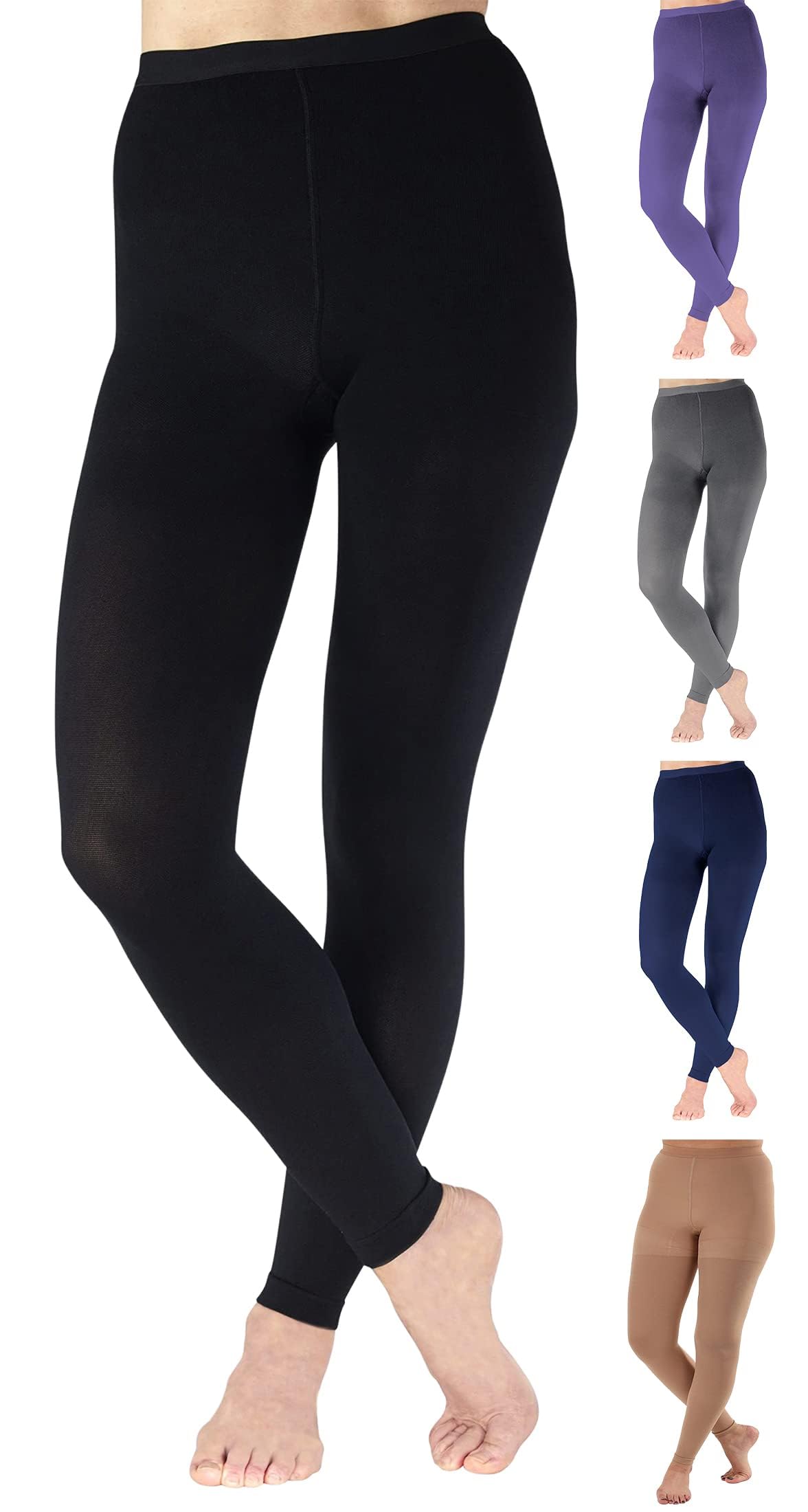 Women's 20-30mmHg Compression Leggings - High Waist Tights for Pregnancy & Workout - Black Medium (A717BL2) - Ideal for Running & Circulation Support