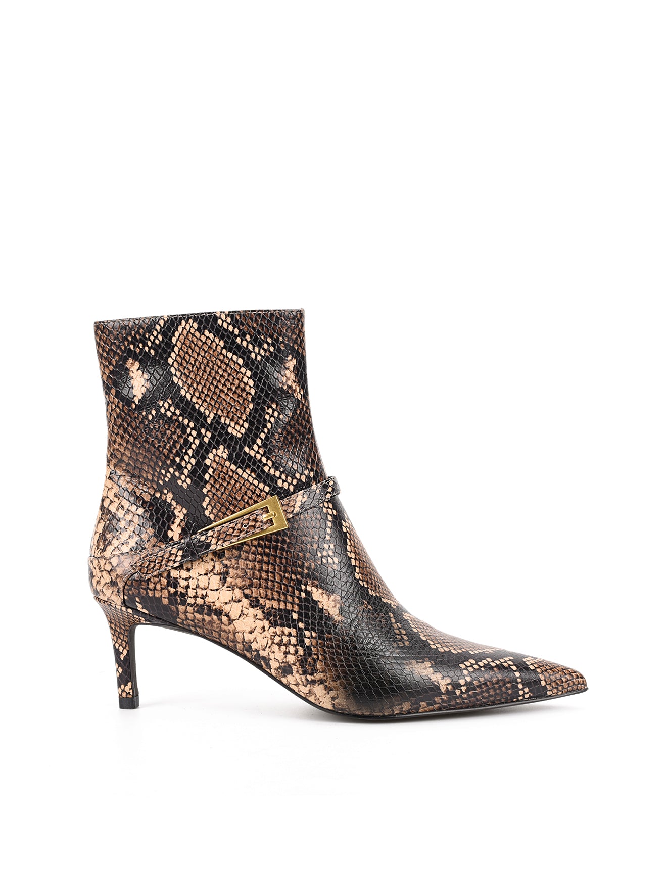 Drew Women's Stiletto Ankle Boots - Brown Snake Leather Pointed Toe Heel Booties for Party, Night Out & Office Wear