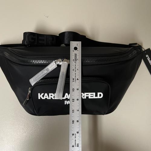 KARL LAGERFELD Paris Voyage Sling Backpack - Black Unisex One Size Shoulder Bag for Travel, Work & Daily Use