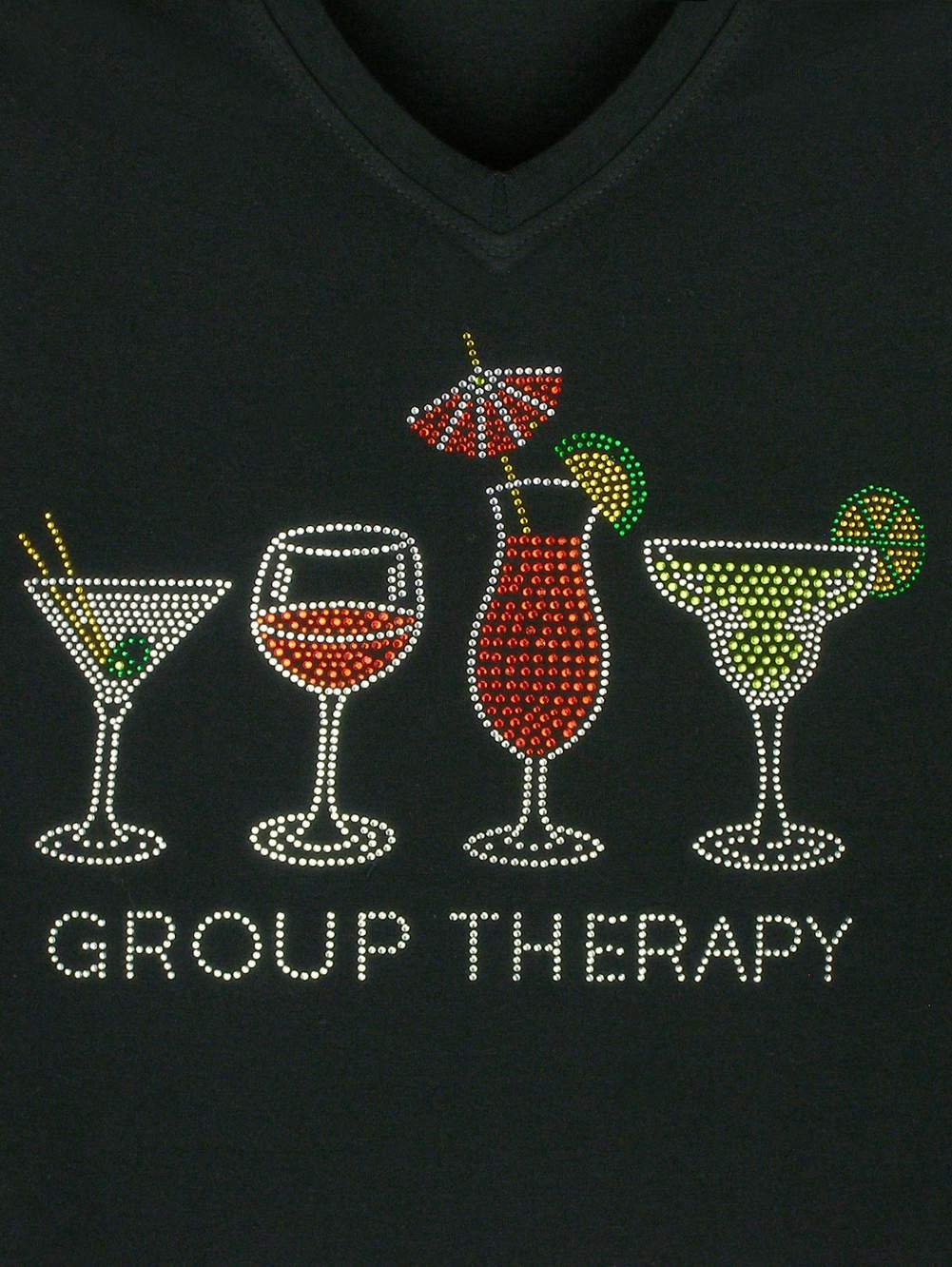 Sparkle & Shine: Women's Rhinestone Bling T-Shirt - Black | Group Therapy Design | Perfect for Girls' Night Out, Bachelorette Parties & Casual Wear