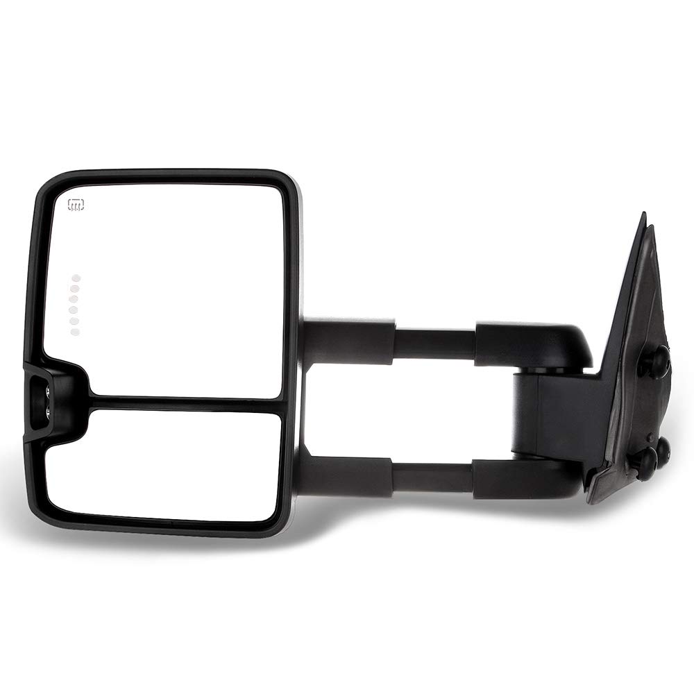 CCiyu Black Towing Mirrors LH Left & RH Right for 1999-2002 Chevy Silverado & GMC Sierra 1500/2500 - Power Adjustable Heated LED Turn Signal Mirrors | Perfect for Towing, Off-Roading & Enhanced Visibility