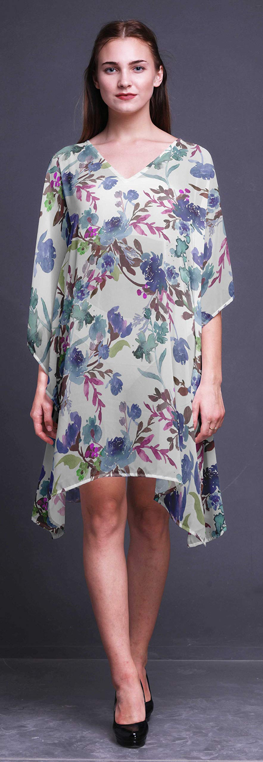 Bimba Women's Short Caftan Midi Dress - Beach Cover Up, Swimwear Wrap, Summer Boho Kaftan for Poolside, Vacation & Resort Wear