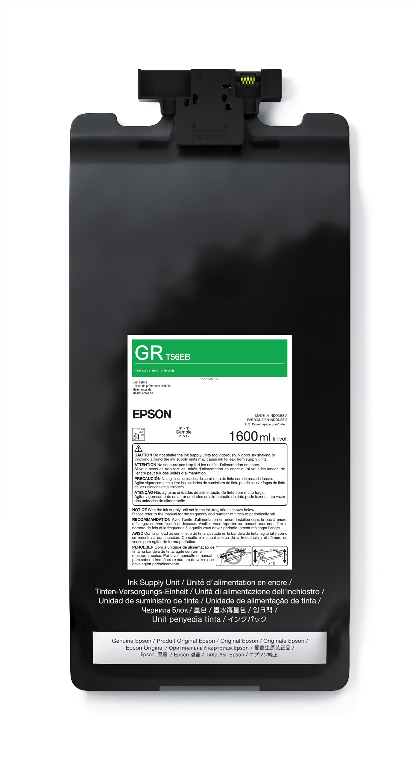 Epson UltraChrome PRO12 Green Ink Bag - 1.6L High Capacity Refill for EcoTank Printers (Model SCP20570, T56EB20) - Perfect for Office Printing, Graphic Design & Large Volume Photo Printing