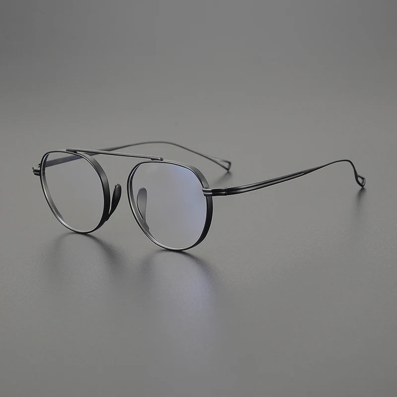 Stylish Unisex Black Titanium Square Frame Eyeglasses - Lightweight & Durable for Work, Reading & Fashion | Model 49503
