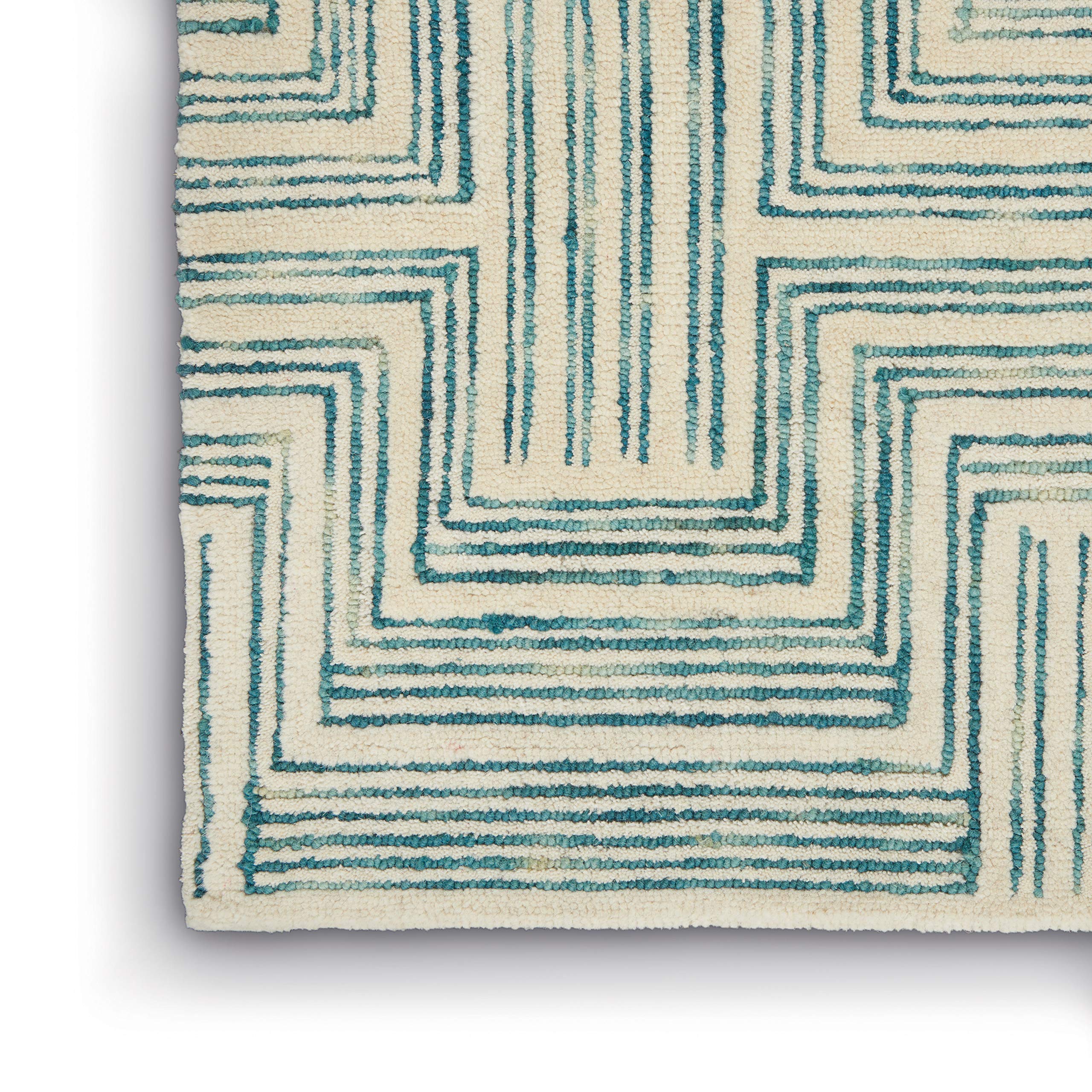 Nourison Linked Bohemian Ivory/Turquoise 5' x 7'6