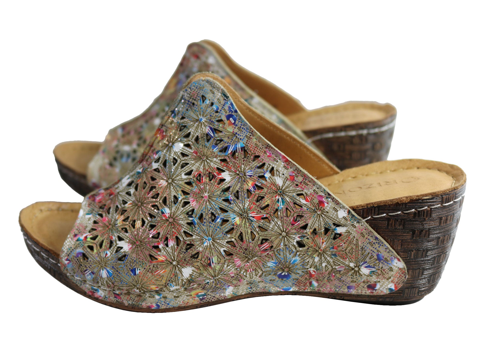 Orizonte Deb Women's European Leather Comfortable Wedge Slide Sandals - Stylish & Supportive for Summer, Beach, and Casual Outings