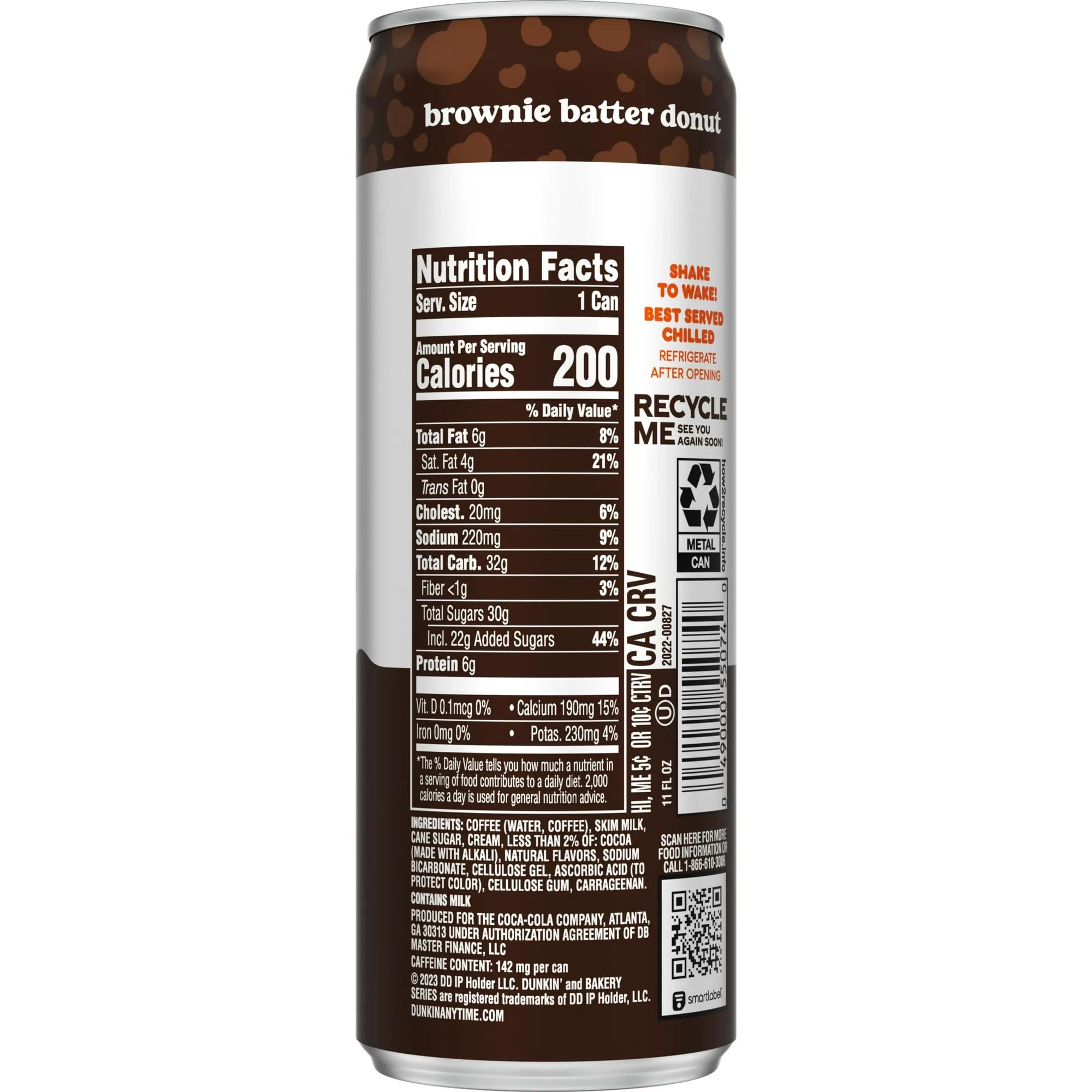 Dunkin' Iced Coffee Variety Pack - Brownie Batter Donut & Cake Batter Donut Flavor | 11 Oz Cans (6 Pack) | Perfect for Office Snacks, Road Trips & Summer Refreshment