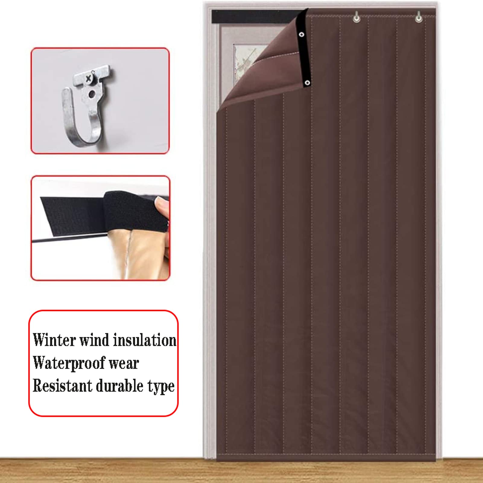 47x94 Inch Thermal Insulated Blackout Door Curtain - Heavy Duty Cotton Windproof Soundproof Curtain for Cold Weather - Perfect for Mall Entrances, Supermarkets & Warehouse Doorways
