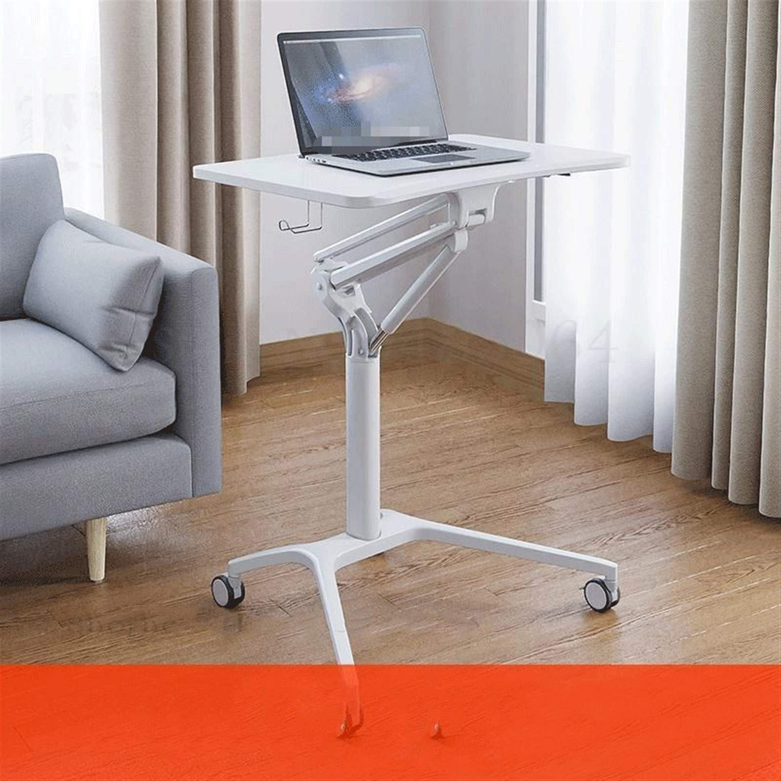 FHT Adjustable Mobile Lap Desk - Portable Laptop Stand for Bed, Sofa & Standing Work - White - Perfect for Home Office, Gaming & Reading in Bed