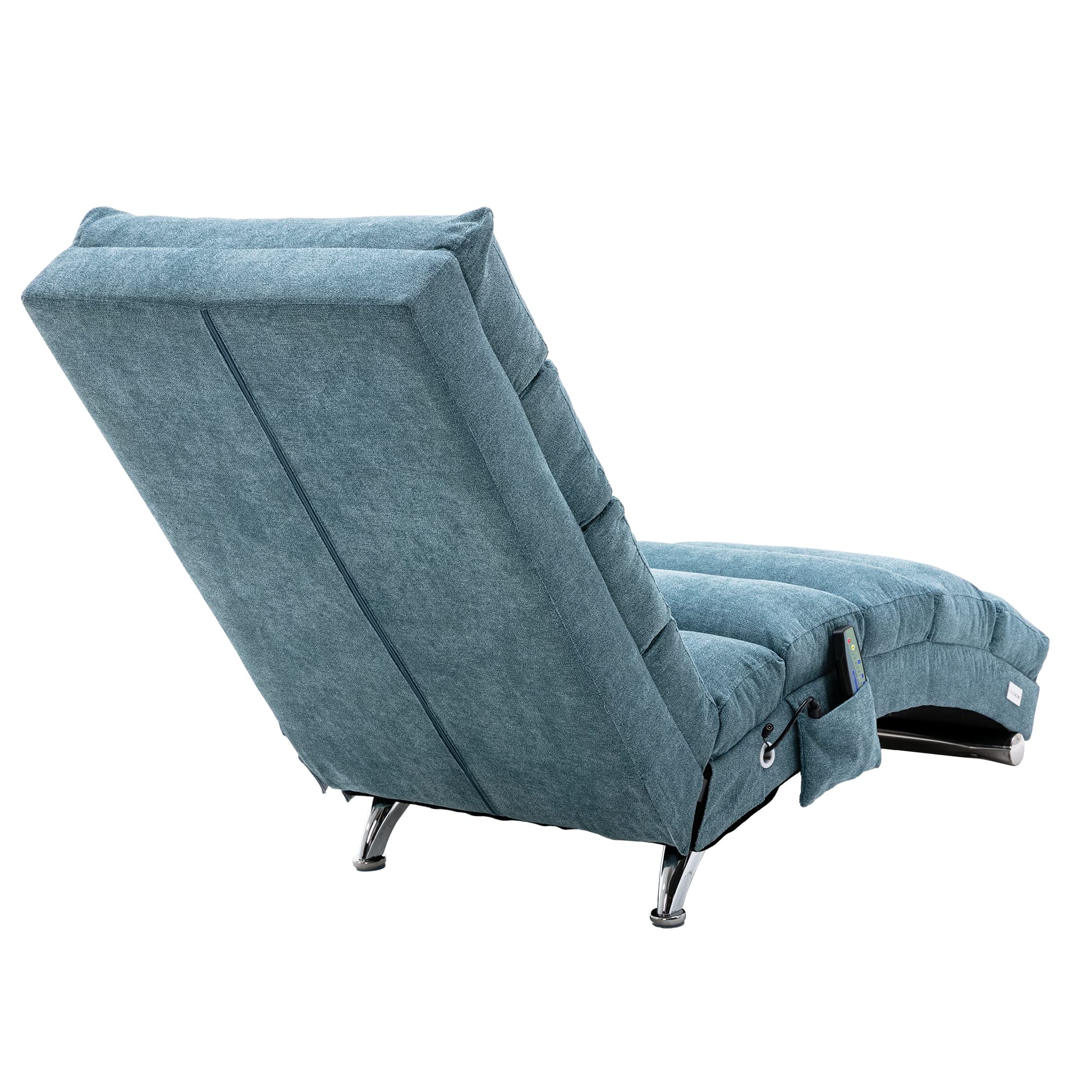 Electric Recliner Massage Chaise Lounge Chair - Ergonomic Linen Upholstered Modern Long Lounger for Living Room, Office & Bedroom - Perfect for Relaxation, Reading & Napping (Blue)