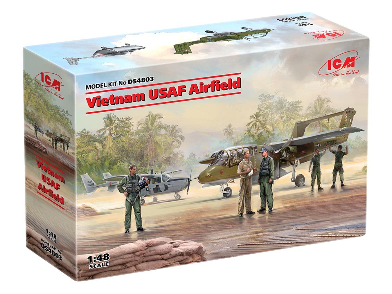ICM DS4803 1:48 Scale Plastic Military Airplane Model Kit - Vietnam War USAF Airfield Display - Perfect for Collectors, Hobbyists & Historical Dioramas