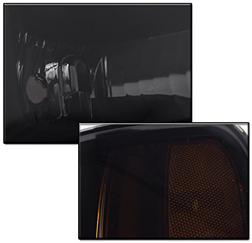 2007-2013 GMC Sierra Pickup Truck Replacement Headlights - Black/Smoke Lens LED Halogen Lamps - Upgrade for Better Night Visibility & Style