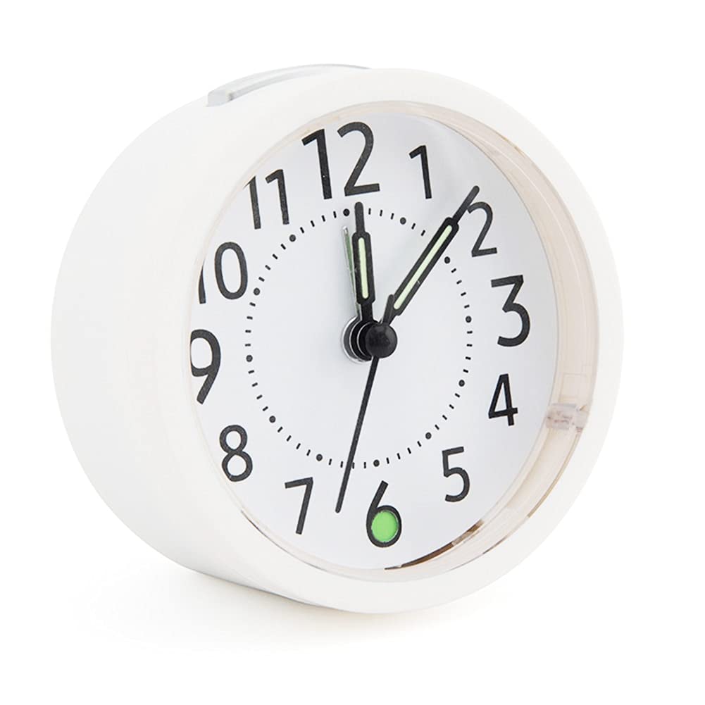 **Silent Analog Alarm Clock - Battery Operated, Non-Ticking, Luminous Nightlight Design with Snooze - Perfect for Bedroom, Office & Travel (Black/White) - Ideal for Nighttime Use, Gentle Wake-Ups & Home Décor**