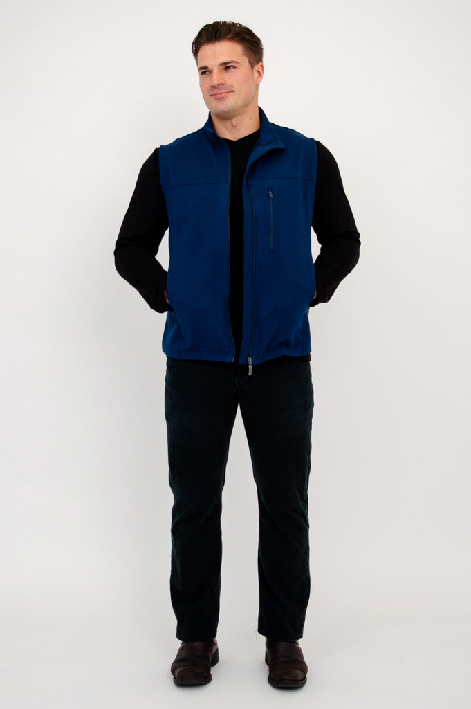 Premium Indigo Blue Bamboo Fleece Nick Vest - Soft & Breathable for Men & Women - Perfect for Outdoor Hiking, Camping & Casual Wear