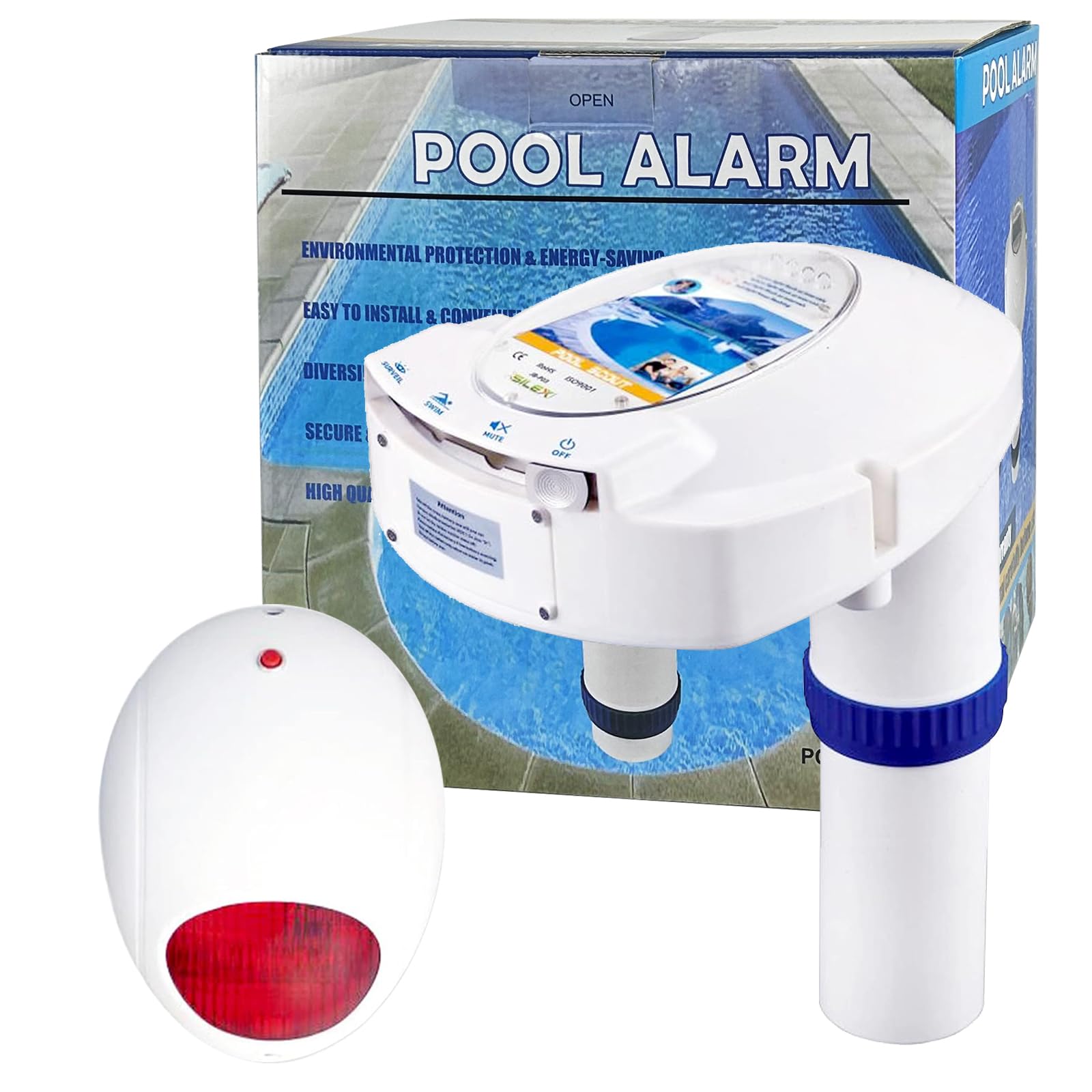 Pool Alarm with Remote Receiver - Battery Powered Pool Safety Monitor for Inground & Above Ground Pools | Underwater Drowning Detection System | Child & Pet Protection up to 16x32 sq.ft | Ideal for Backyard, Vacation Homes & Family Swimming Safety