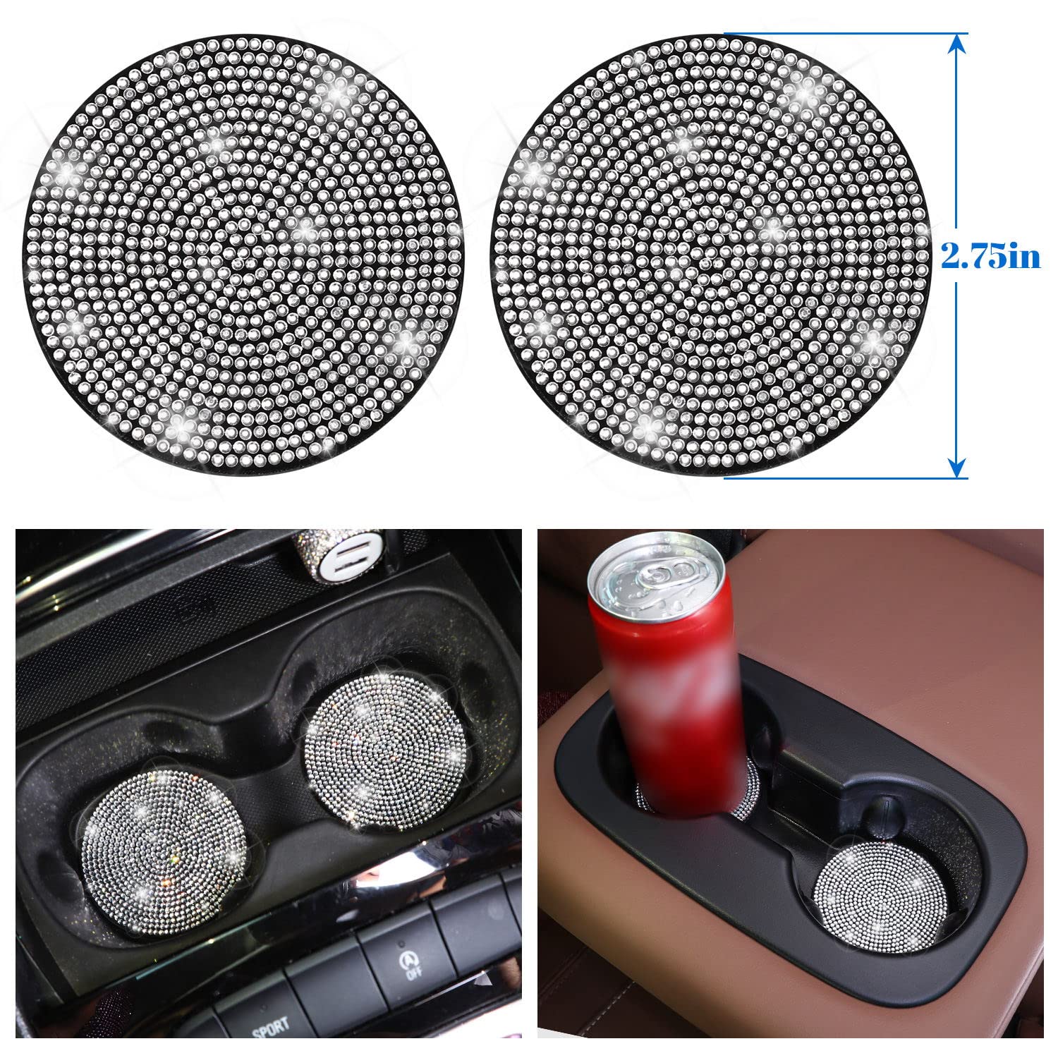 Premium Crystal Rhinestone Car Accessories Set - Diamond Car Interior Decor Kit with Steering Wheel Cover, Seat Belt Cover & Gear Shift Cover in Elegant Silver | Luxury Car Interior Upgrade for Women, Bridal & Party Occasions