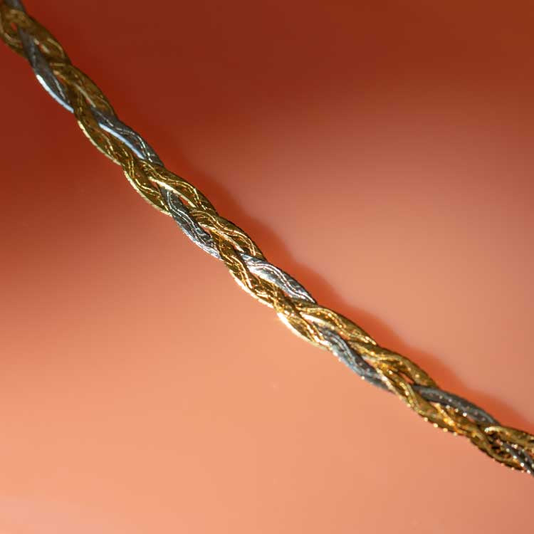 Solid Gold Mixed Metal Braided Bracelet for Women - Elegant Stackable Jewelry for Everyday Wear & Special Occasions