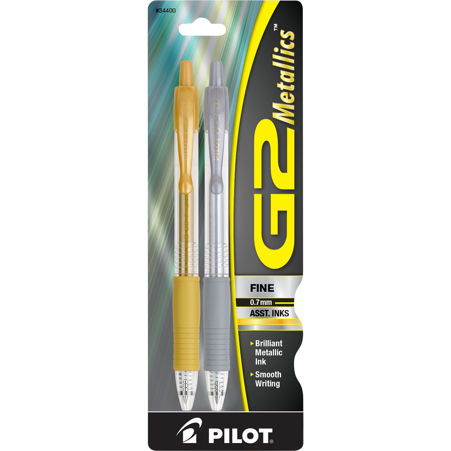 Pilot G2 Metallic Gel Pens 0.7mm Fine Point - Gold & Silver Gel Ink Rollerball Pens (2-Pack) for Office, School, Note Taking & Gift Giving