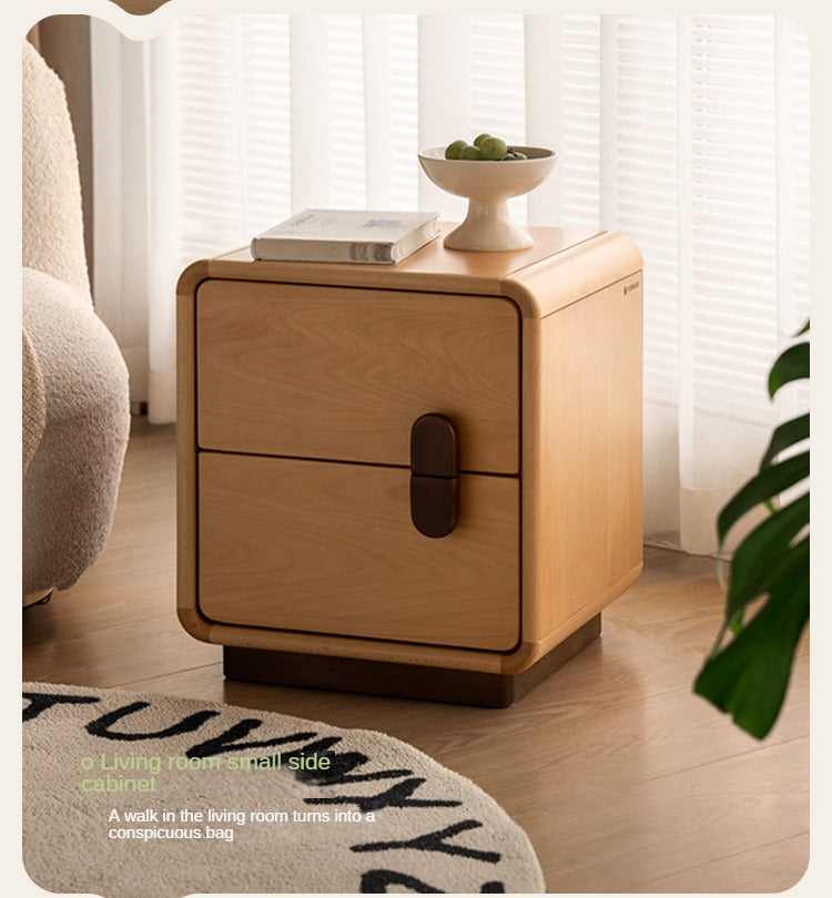 Solid Beech Wood Nightstand with Storage - Bedside Table for Bedroom, Living Room, or Office - Compact & Stylish Home Furniture