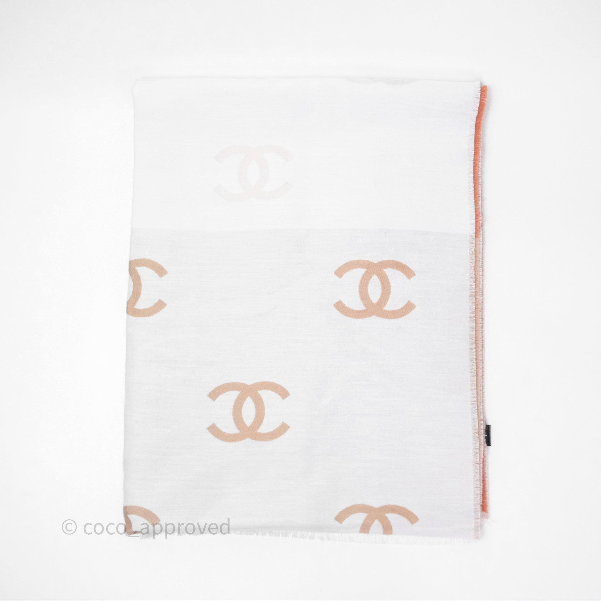 Chanel CC Logo Wool Scarf - Soft Coral 25C - Luxury Fashion Accessory for Women, Perfect for Winter & Fall Outfits