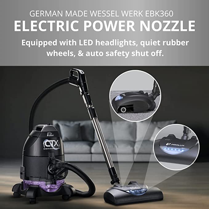 Prolux PLCCTX PRO Bagless Canister Vacuum Cleaner with HEPA Water Filtration System - Powerful Suction for Hardwood Floors, Carpets & Pet Hair - Ideal for Home Cleaning & Allergies Relief