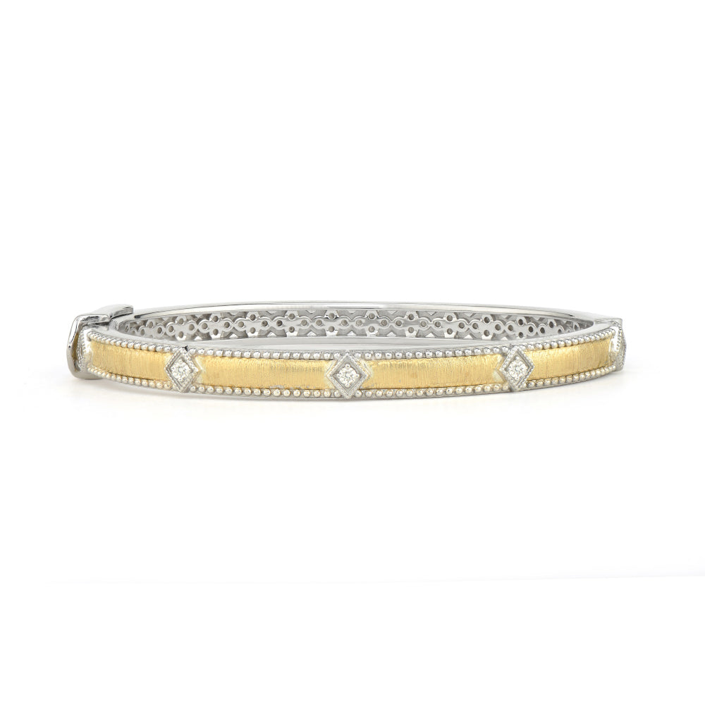 Jude Frances Mixed Metal Lisse Simple Kite Shape Bangle - Elegant Stackable Bracelet for Women, Perfect for Everyday Wear & Special Occasions