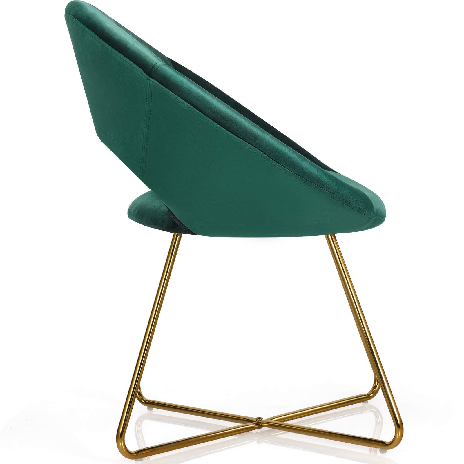 Giantex Modern Velvet Accent Chair Set of 2 - 300 LBS Capacity Mid Century Upholstered Vanity Desk Chairs for Living Room, Bedroom & Dining Room - Soft Green Velvet Decorative Armchairs (Perfect for Home Office, Reading Nook & Lounge Areas)