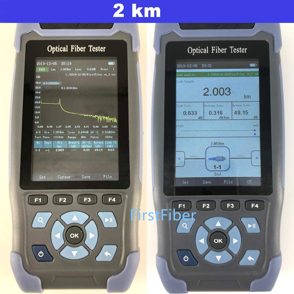 Professional Mini OTDR Fiber Optic Reflectometer - 9-in-1 Function with VFL, OLS, OPM & Event Map | 24dB Range for 64km Fiber Cable & Ethernet Testing | Ideal for Network Installation, Maintenance & Troubleshooting